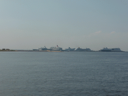 Boats in the harbour, viewed from the hydrofoil to Peterhof