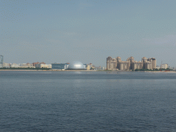 Piterland Shopping Center, apartment buildings and the Gulf of Finland, viewed from the hydrofoil to Peterhof