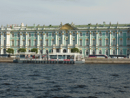 The Winter Palace of the State Hermitage Museum and the Neva river, viewed from the hydrofoil from Peterhof