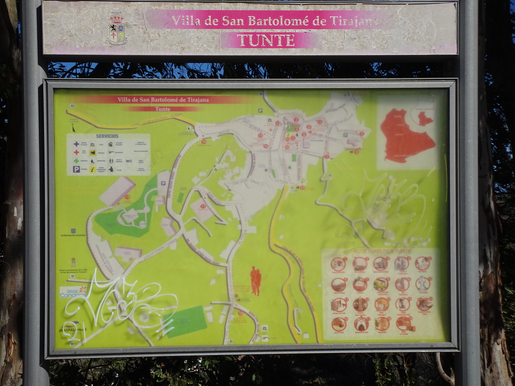 Map of the Tunte neighborhood of the town at the Mirador Las Tirajanas viewing point
