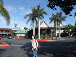 Mengjin in front of the Catamaran Resort Hotel and Spa