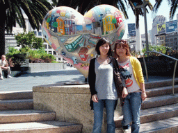 Miaomiao and Mengjin with a heart at Union Square