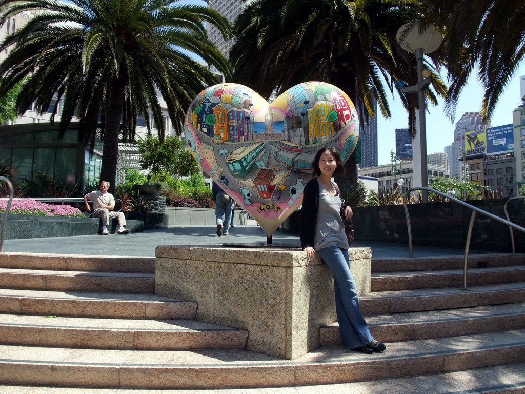 Mengjin with a heart at Union Square