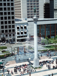 The Dewey Monument at Union Square, viewed from the Cheesecake Factory restaurant at Macy`s department store