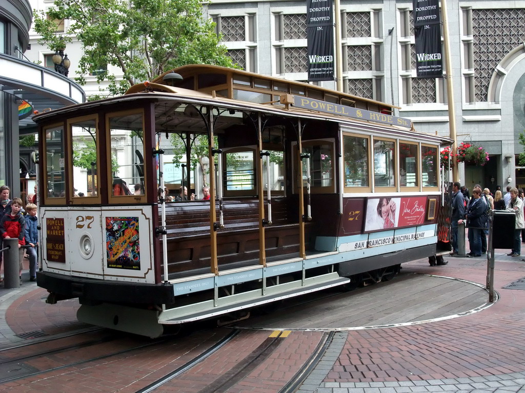 Tram at Market street, in front of the Westfield San Francisco Centre