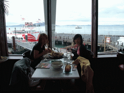 Miaomiao and Mengjin having dinner in the Franciscan Crab Restaurant