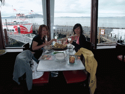 Miaomiao and Mengjin having dinner in the Franciscan Crab Restaurant