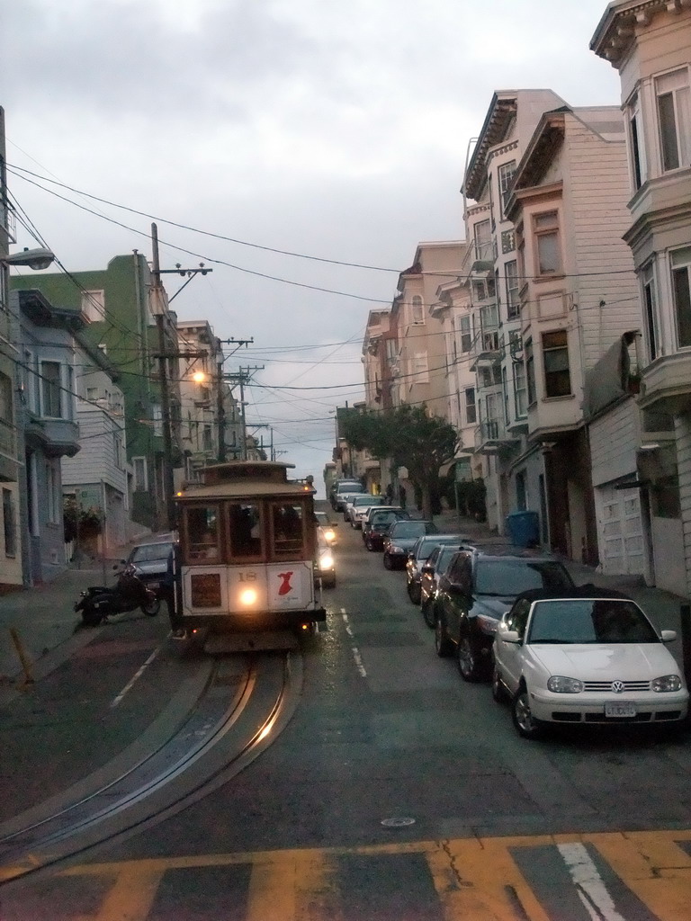 View from a tram at Hyde street, at sunset