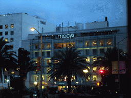 Macy`s department store at Union Square, at sunset