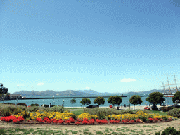 Flowers, beach and pier of the Aquatic Park Historic District