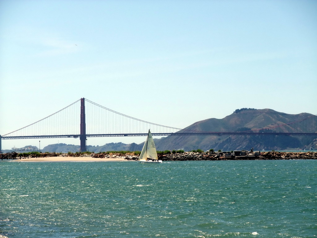 Golden Gate Bridge and sail boat