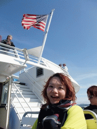 Miaomiao on a boat in the San Francisco Bay