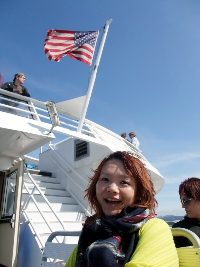 Miaomiao on a boat in the San Francisco Bay