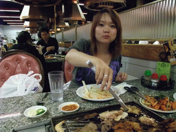 Miaomiao in a Korean restaurant
