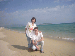 Tim and Miaomiao at the beach of Yalong Bay