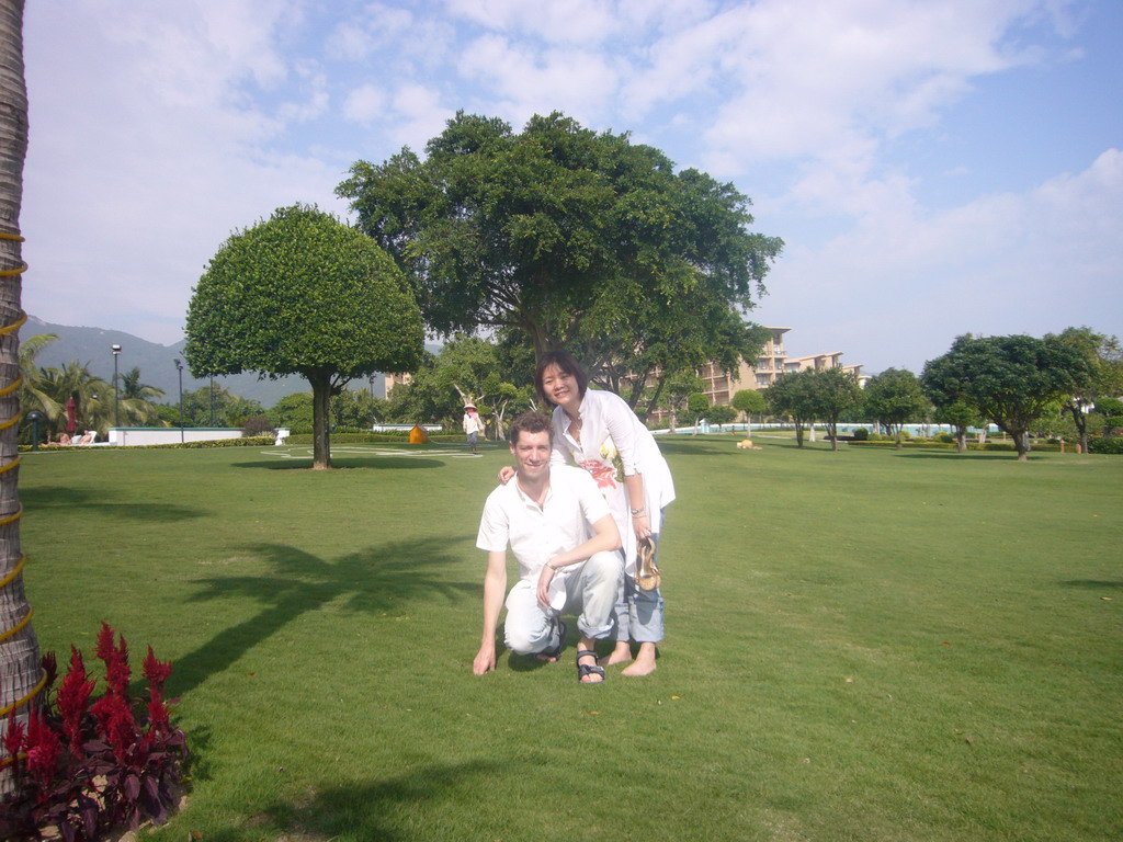 Tim and Miaomiao at the gardens of the Gloria Resort Sanya