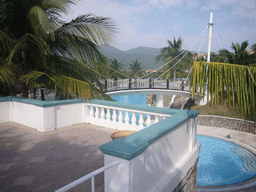 Swimming pool and bridge at the Gloria Resort Sanya