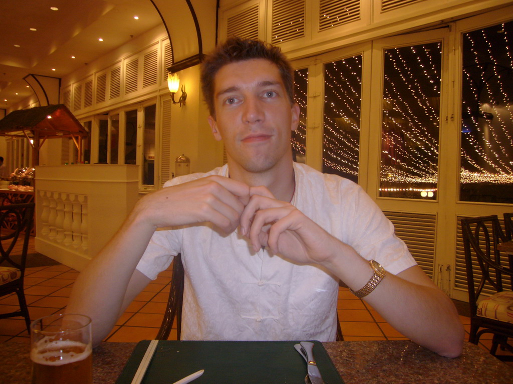 Tim in the restaurant of the Gloria Resort Sanya