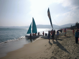 Sail boats at the beach of Yalong Bay