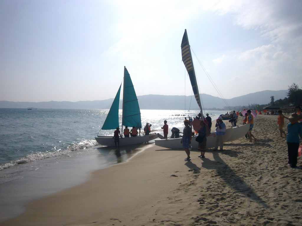 Sail boats at the beach of Yalong Bay