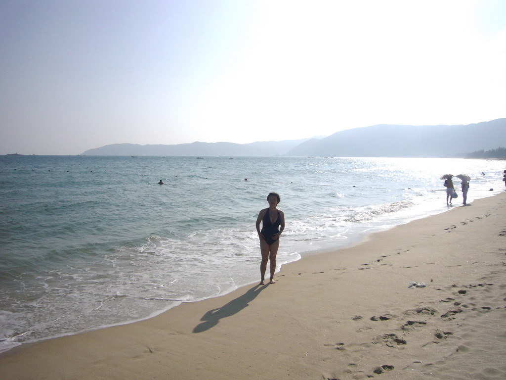 Miaomiao at the beach of Yalong Bay