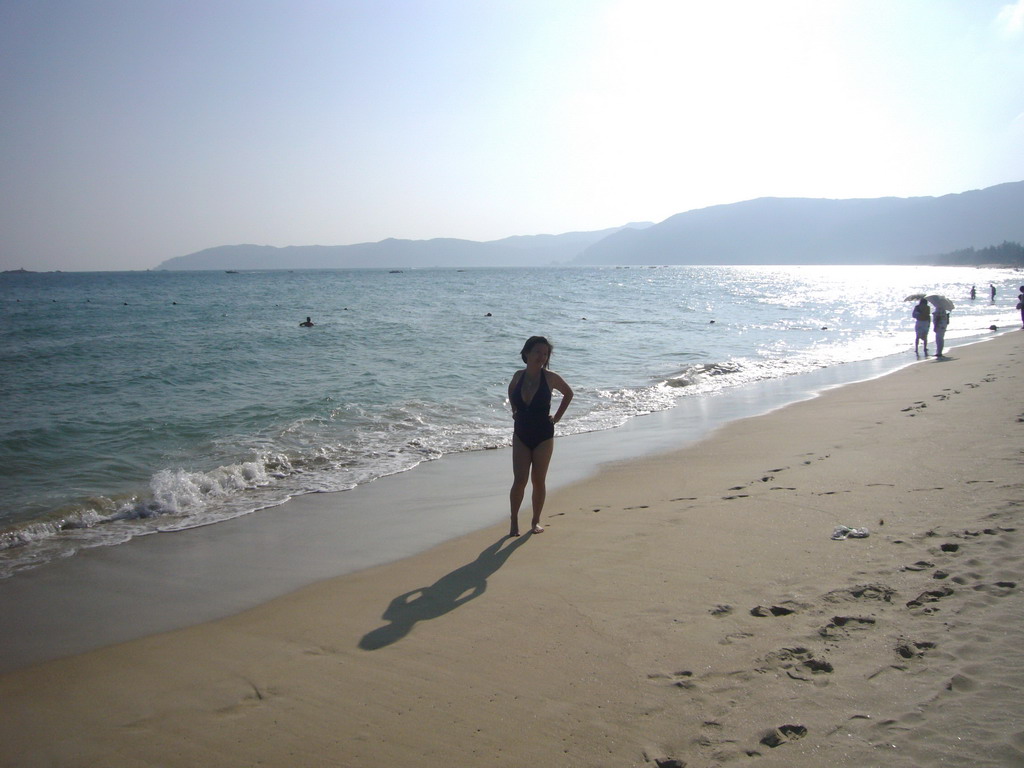 Miaomiao at the beach of Yalong Bay