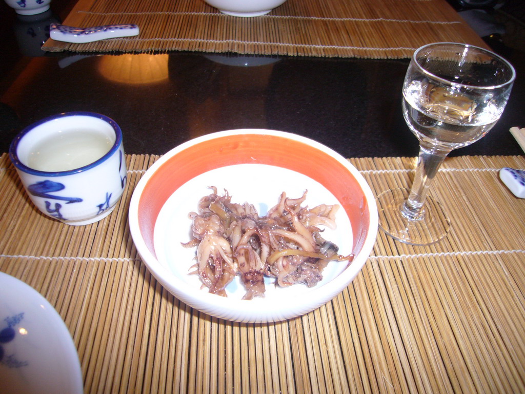 Squids for dinner at the restaurant of the Gloria Resort Sanya
