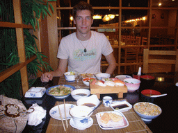 Tim having dinner at the restaurant of the Gloria Resort Sanya