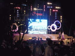 Stage of the party in the garden of one of the neighbouring hotels, by night