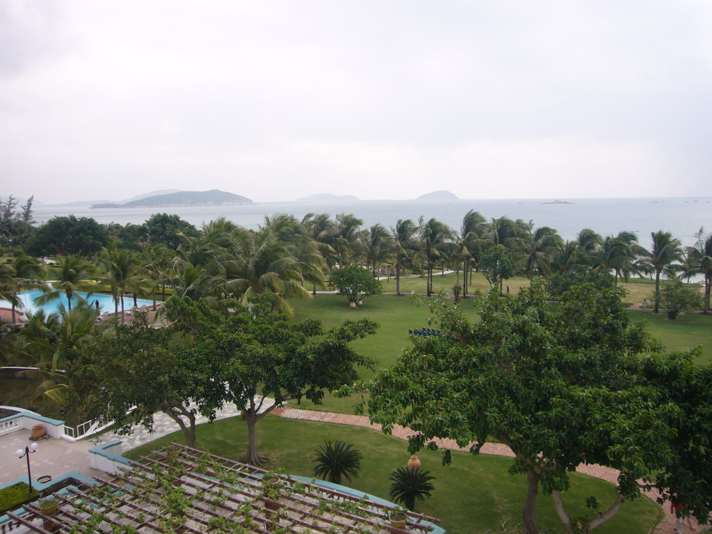 The gardens of the Gloria Resort Sanya and Yalong Bay, viewed from above