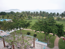 The gardens of the Gloria Resort Sanya and Yalong Bay, viewed from above