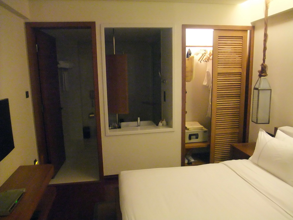 Bedroom and bathroom in our suite at the Ocean Sonic Resort