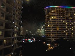 Fireworks, viewed from the balcony of our suite at the Ocean Sonic Resort, by night