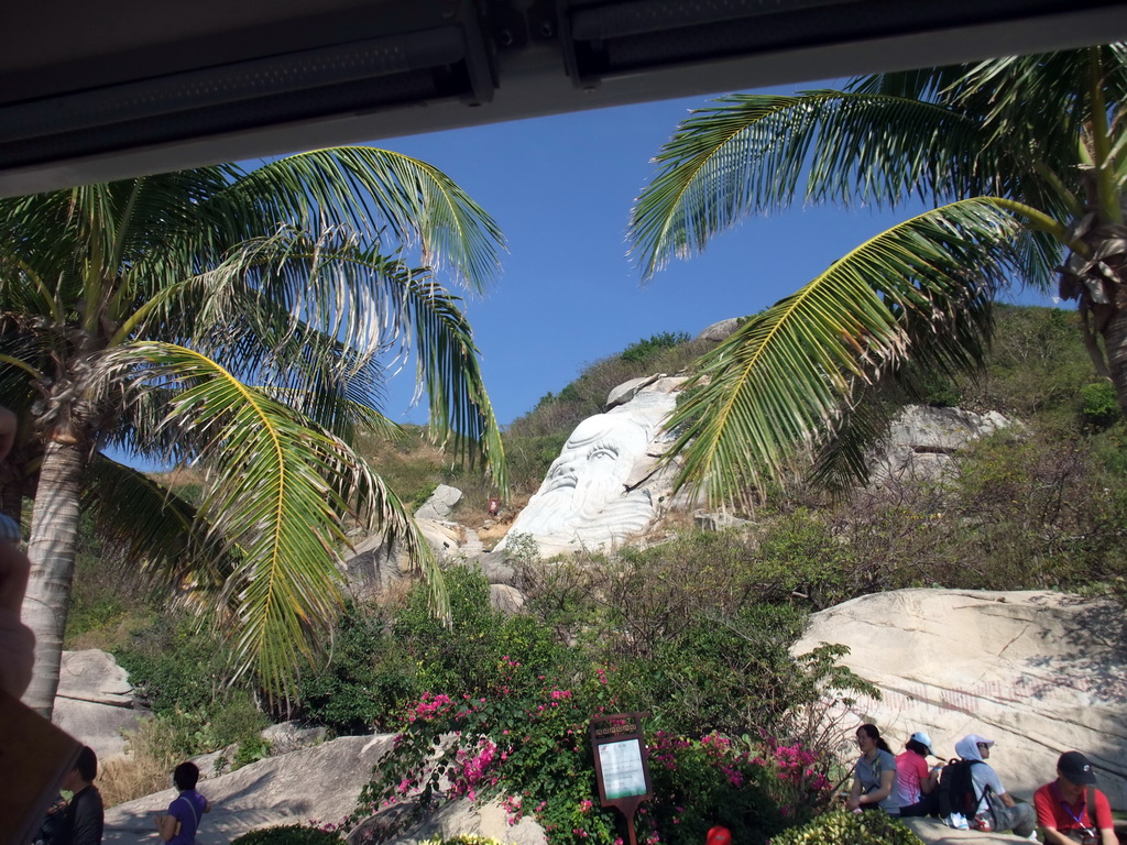 `Lao-Tse Watching the Sea` stone sculpture at the Sanya Nanshan Dongtian Park