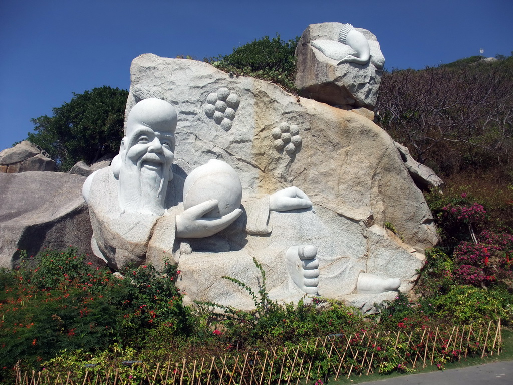 `Great Southern Antarctic Longevity` stone sculpture at the Sanya Nanshan Dongtian Park