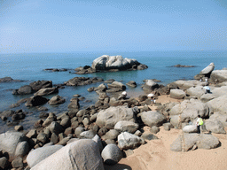 `Fairy Peach Stone` and other rocks at the beach of the Sanya Nanshan Dongtian Park