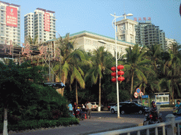 Sanya Customs House at the crossing of Sanyawan Road and Youyi Street, viewed from a car
