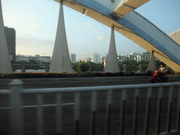 The Yuechuan Bridge over the Sanyahe River, viewed from a car