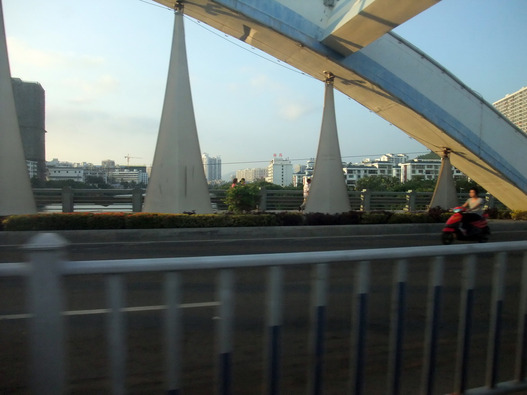 The Yuechuan Bridge over the Sanyahe River, viewed from a car