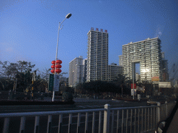 Apartment buildings in the Yuechuan district, viewed from a car