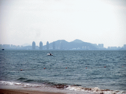 The skyline of Sanya, viewed from the beach in front of the Ocean Sonic Resort