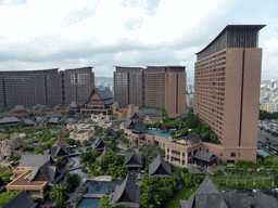 The central area with the Amazon Jungle Water Park of the Sanya Bay Mangrove Tree Resort, viewed from the balcony of our room