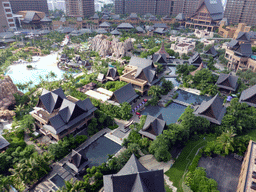 The central area with the Amazon Jungle Water Park of the Sanya Bay Mangrove Tree Resort, viewed from the balcony of our room