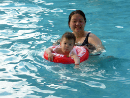 Miaomiao and Max in the swimming pool of the Sanya Bay Mangrove Tree Resort