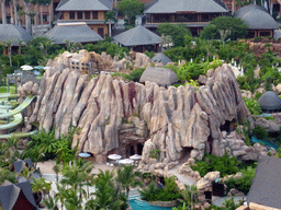 Rock at the Amazon Jungle Water Park at the central area of the Sanya Bay Mangrove Tree Resort, viewed from the balcony of our room