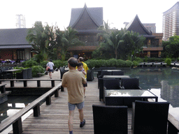 Miaomiao`s family at the front of the Thai Restaurant at the central area of the Sanya Bay Mangrove Tree Resort