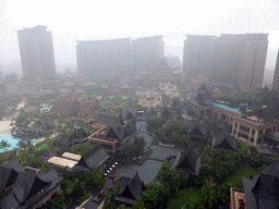 The central area with the Amazon Jungle Water Park of the Sanya Bay Mangrove Tree Resort, viewed from the balcony of our room