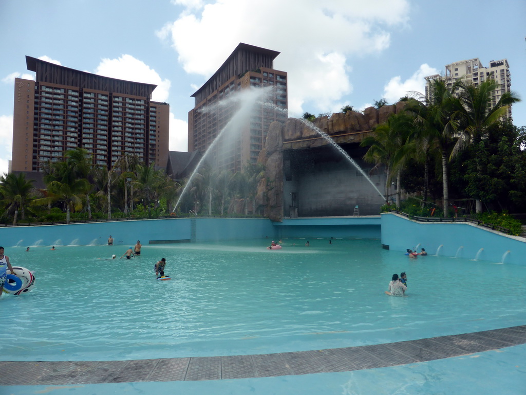 Swimming pool of the Amazon Jungle Water Park at the central area of the Sanya Bay Mangrove Tree Resort