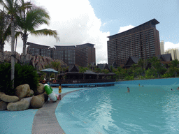 The swimming pool of the Amazon Jungle Water Park at the central area of the Sanya Bay Mangrove Tree Resort