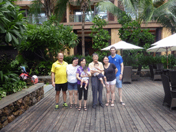 Tim, Miaomiao, Max and Miaomiao`s family at the central area of the Sanya Bay Mangrove Tree Resort